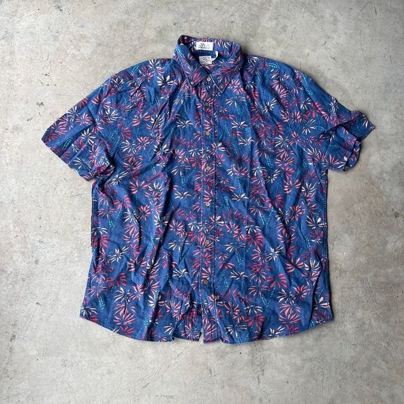 Faherty floral short Sleeve Button Up Mens size XL navy - Picture 1 of 2